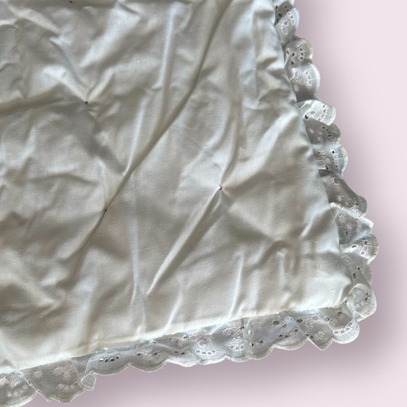 Vintage Handmade ABC Baby Blanket Top Embroidered Wall Hanging Ruffle Hem Decor - Picture 12 of 16